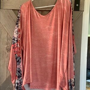 Chic Pink and Red Blouse with Elegant Design